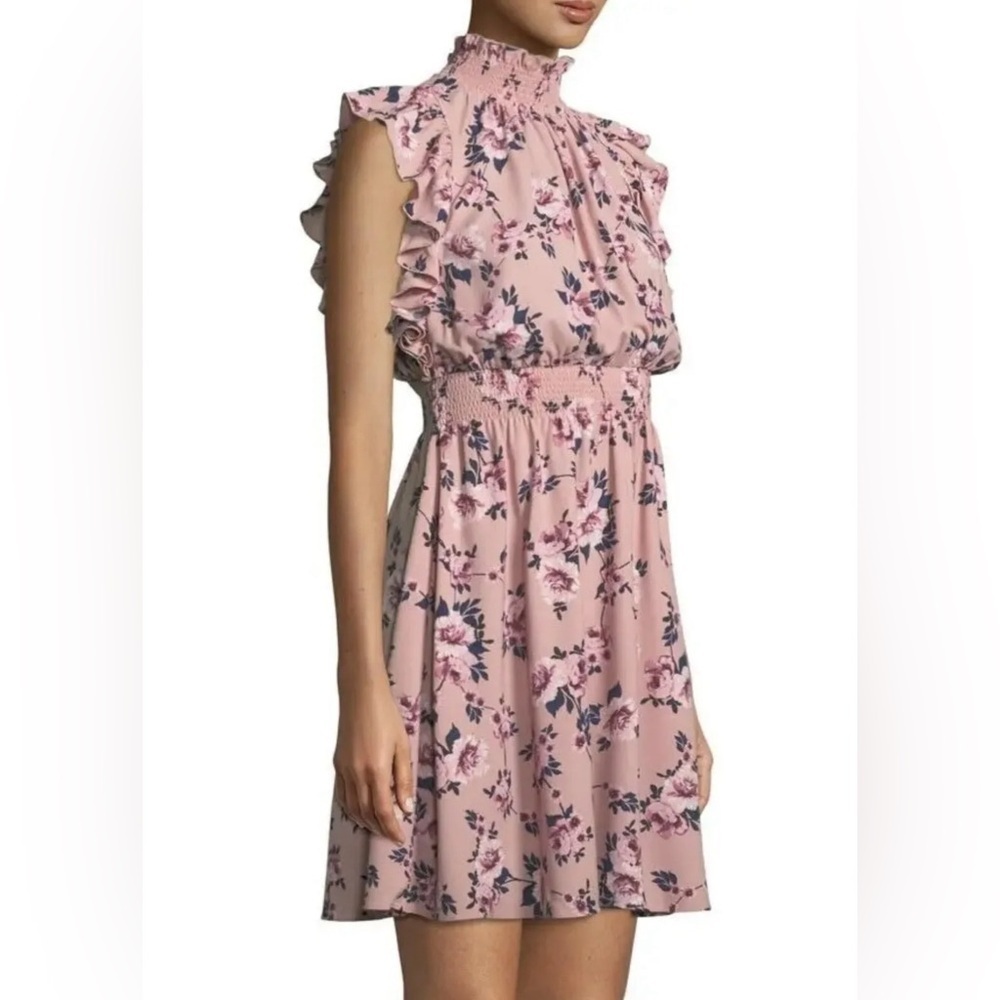 Kate Spade Pink Prairie Rose print Sleeveless Ruffle Mini Dress Size M